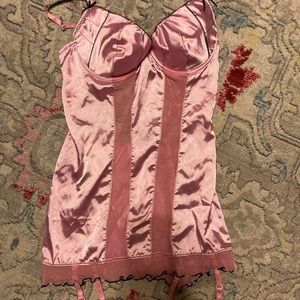 Never worn silk Chemise with garter straps